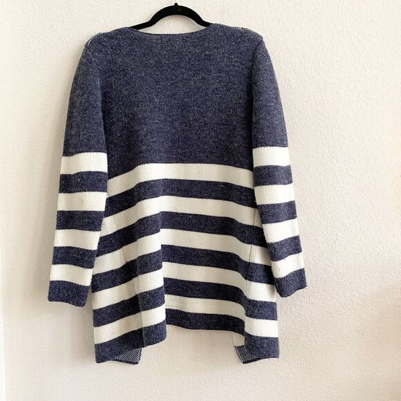 Baciano Stripe Print Open Gray‎ Front Sweater Jacket Large - Picture 8 of 8